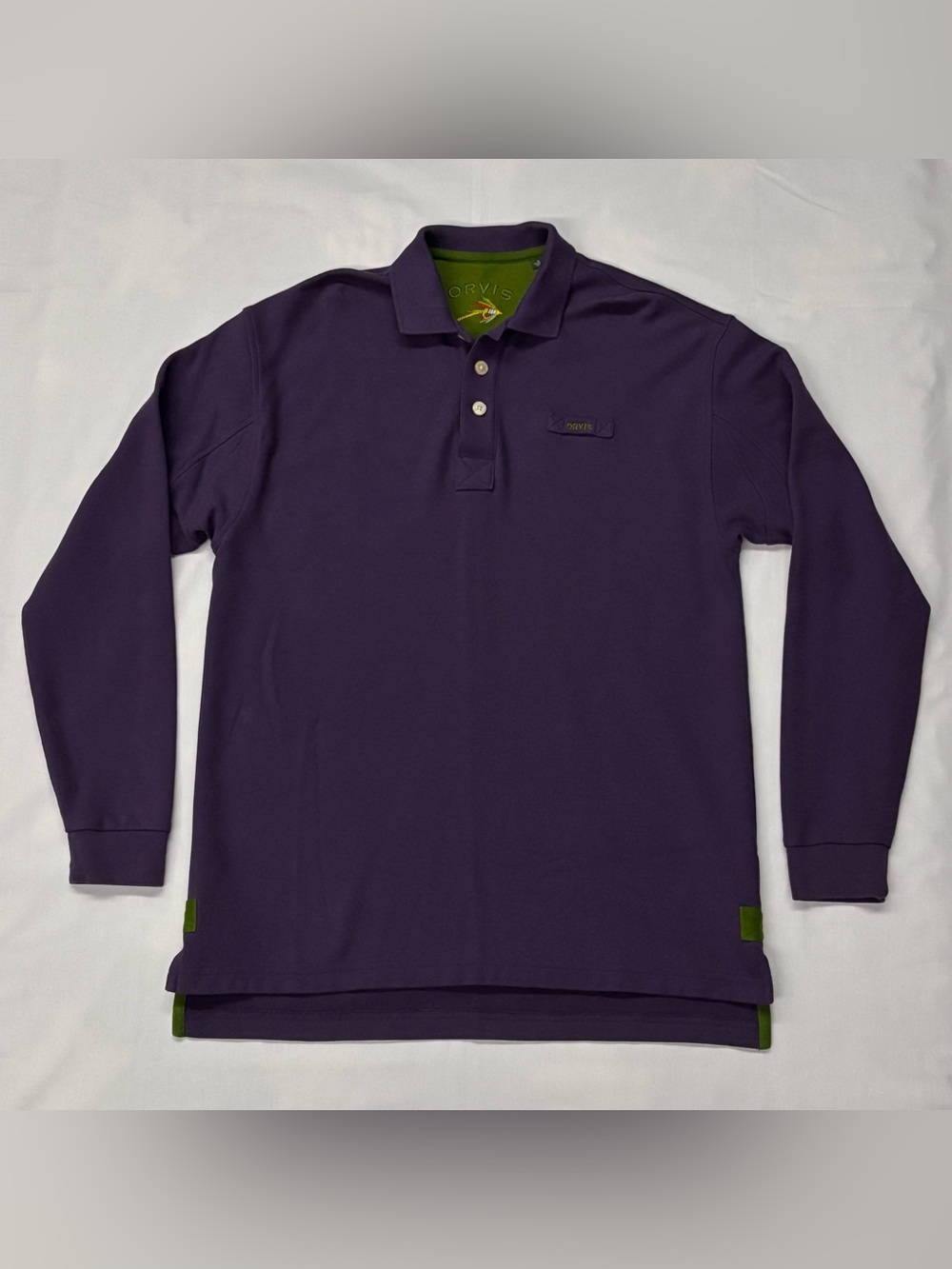 Orvis Signature Knit Polo Shirt Men’s Size Medium Long Sleeve Purple Heavyweight